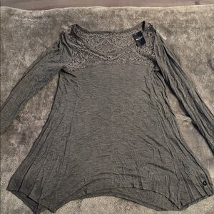 Hollister Charcoal Lace Long Sleeve Top